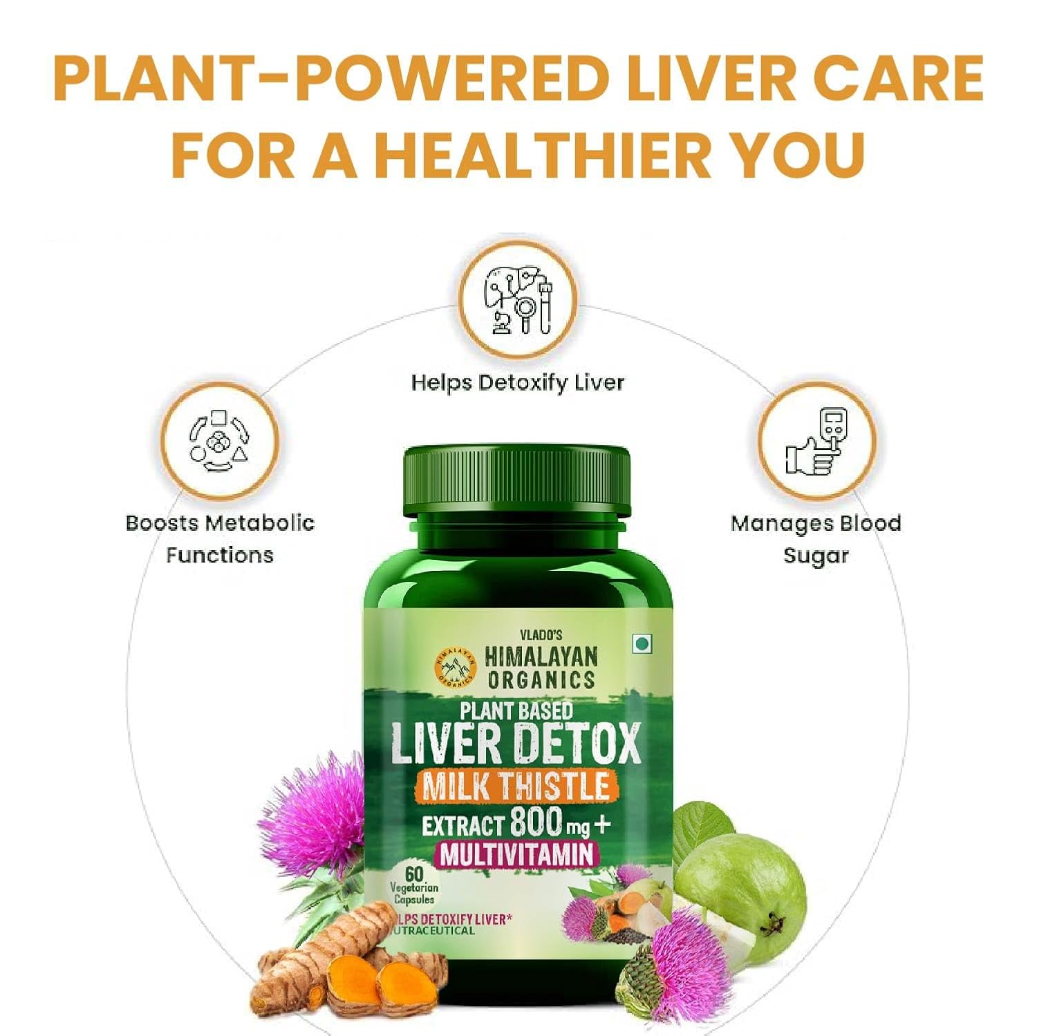 Vlado's Himalayan Organics plant based liver detox supplement with milk thishales- 800mg (70: 1) Extract I Natural Lever Diteox Supplement I Fatty Lever Care I added to Multivitamins and Amino Acid I Turmeric, Beerrot, Dandelion. Complete Liver Cleansing and Detox Natural Body detox - detoxification formula | For men and women - 60 vegetarian capsules Vlado's Himalayan Organics plant based liver detox supplement with milk thishales- 800mg (70: 1) Extract I Natural Lever Diteox Supplement I Fatty Lever Care I added to Multivitamins and Amino Acid I Turmeric, Beerrot, Dandelion. Complete Liver Cleansing and Detox Natural Body detox - detoxification formula | For men and women - 60 vegetarian capsules