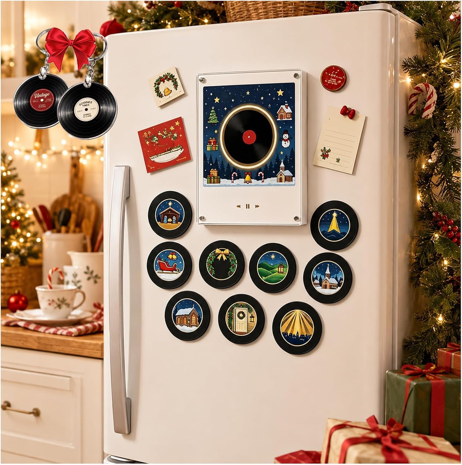 Magnetic Fridge Music Box | Refrigerator Music Magnets Vinyl Record Player