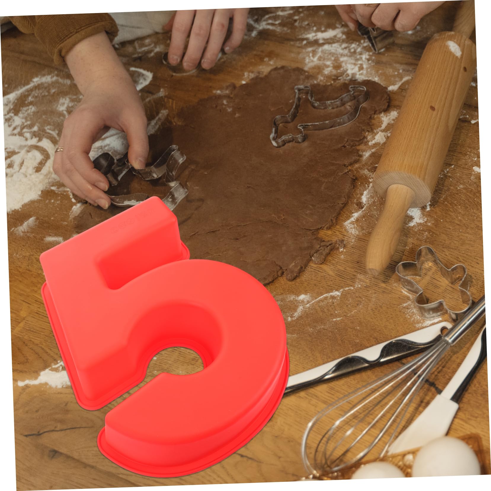 ABOOFAN 5 Piezas Molde de torta gelatinas molde silicona Decoración de pasteles Horneado molde Pastel número herramienta para hornear en el hogar molde para hornear gel de sílice rojo