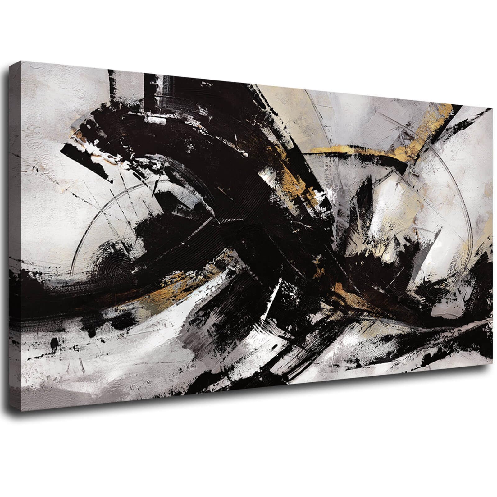 Abstract Art Living Room Pictures/Black Graffiti Wall Art/Paintings for Bedroom Kitchen Home and Office/Framed Artwork for Walls 24"x48"