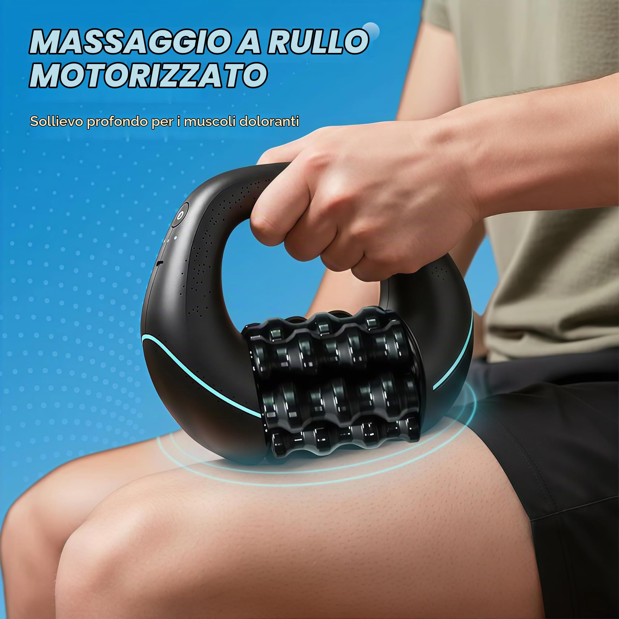 Massaggiatore Elettrico a Rullo Manuale, Massaggiatore Elettrico Anticellulite Percussivo, Riduce Tensione Muscolare, 3 Livelli di Intensità, Ricaricabile, per Schiena, Collo e Gambe