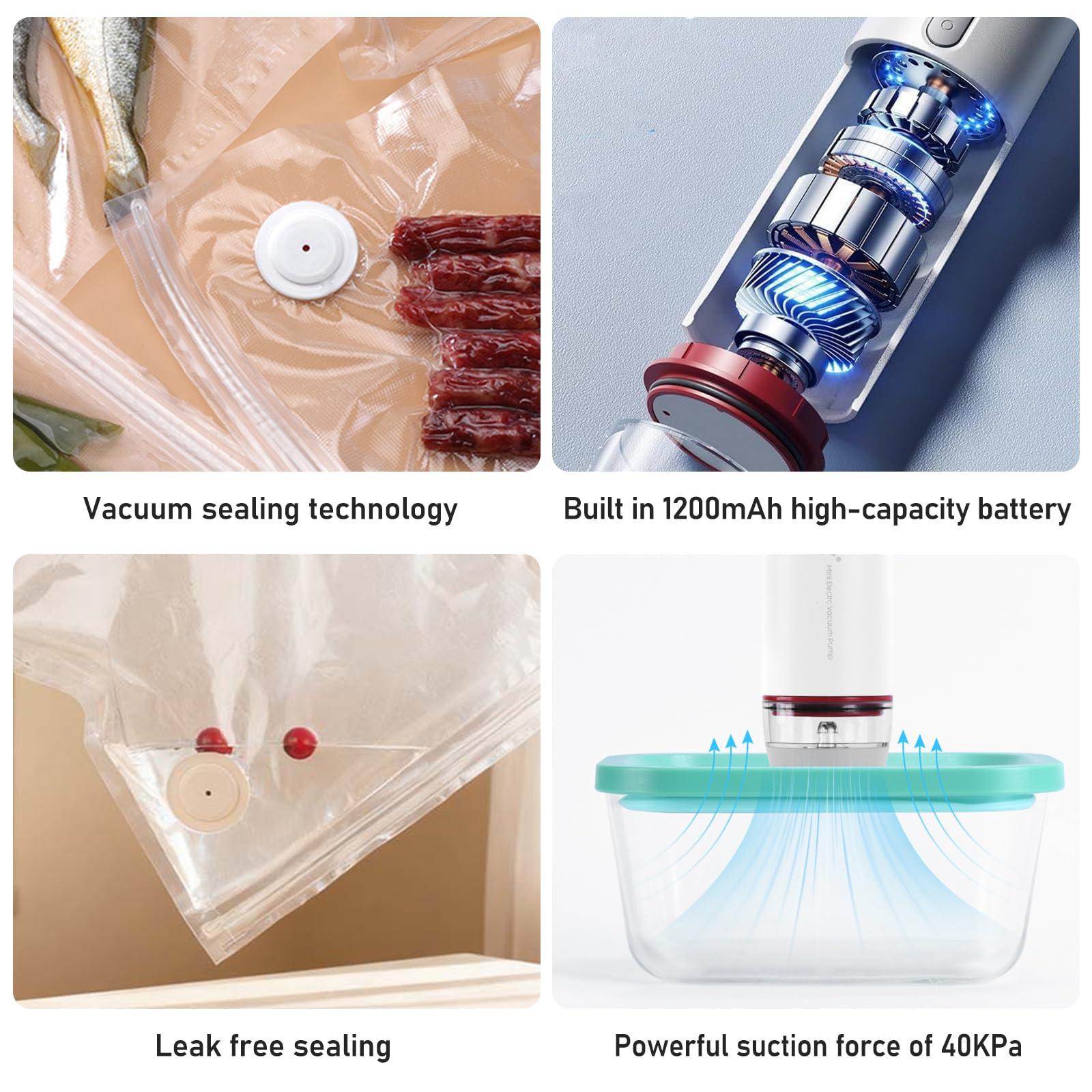 GOMETY Macchina per sottovuoto piccola, sottovuoto a mano con 30 sacchetti sottovuoto riutilizzabili, per alimenti, mini macchina per sottovuoto portatile per alimenti per la conservazione degli