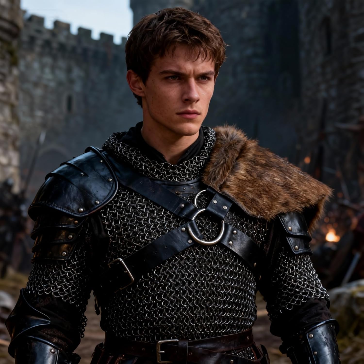 GREUS Medieval Viking Faux Fur One Shoulder Armor Strap Warrior Costume Leather Chest Harness for Halloween Cosplay - Image 6