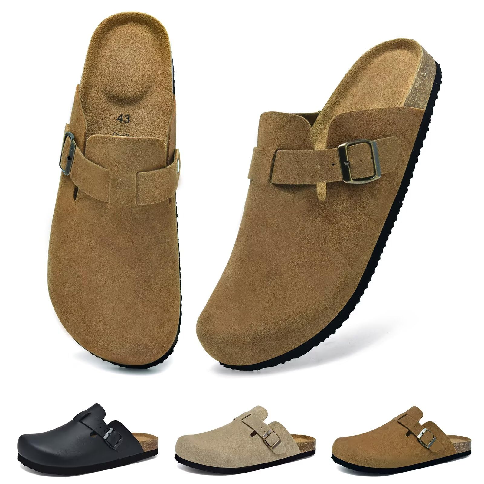 Wizshoe Sabot Sandali Uomo Ciabatte e Pantofole Comode con Plantare in Sughero Cinturini Regolabili Antiscivolo per Casa Giardino Interno Esterno 41–46 EU
