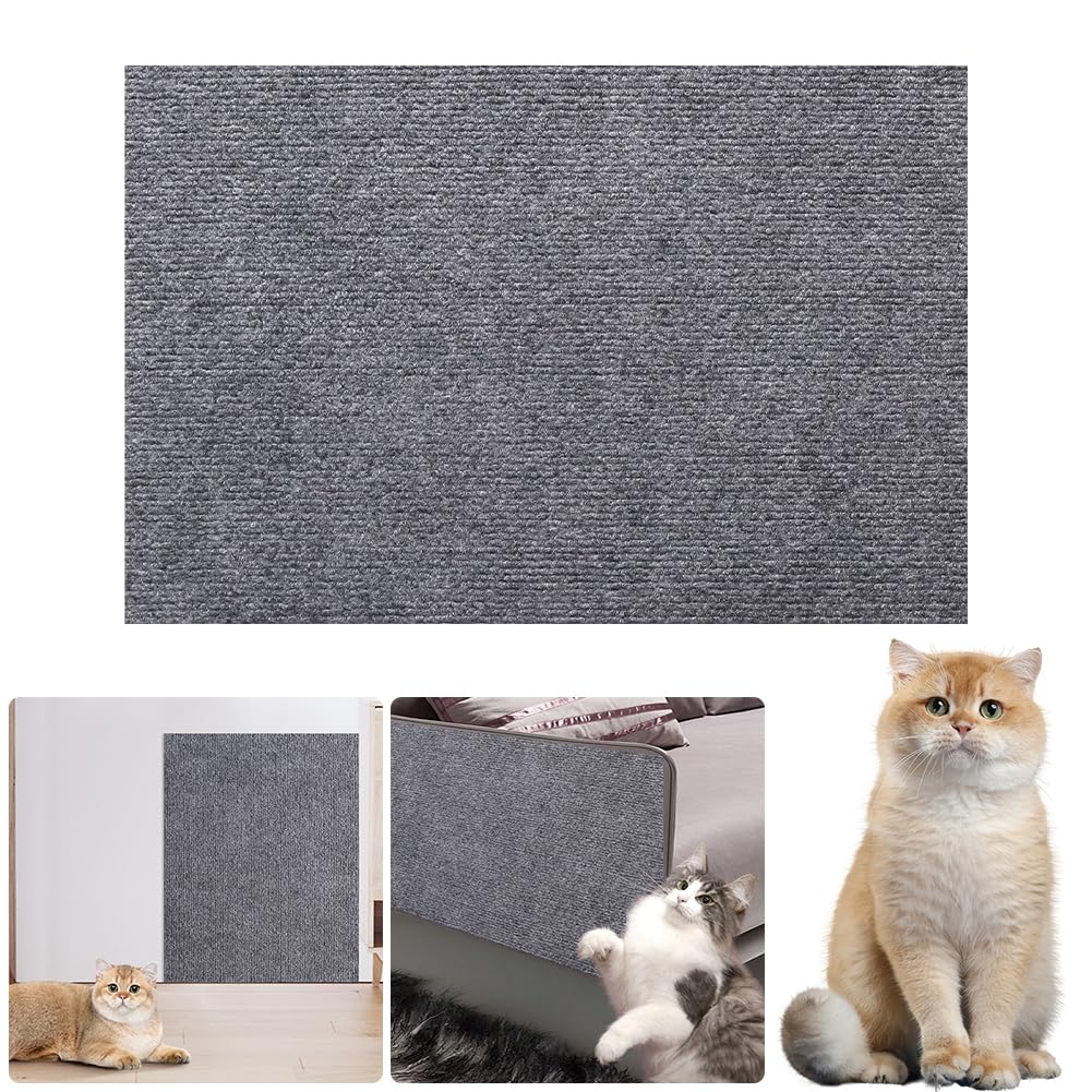 Self-Adhesive Cat Scratching Mat Anti Scratch Cat Furniture Protectors Trimmable Cat Scratching Carpet Reusable Cat Scratching Mat Scratcher Pad for Furniture Sofa Wall (Light Gray, 40 * 100cm)