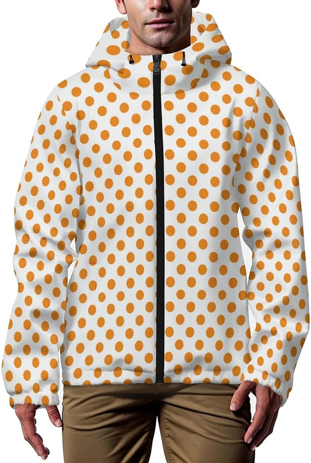 Colorful Music Notes Piano Men's Windbreaker Jacket Lightweight Hooded Windbreaker Coat with Pockets