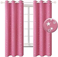 Vista 26 de BGment - Cortinas opacas para dormitorio infantil, con ojales, con aislamiento térmico, estampado de estrellas plateadas, para oscurecer