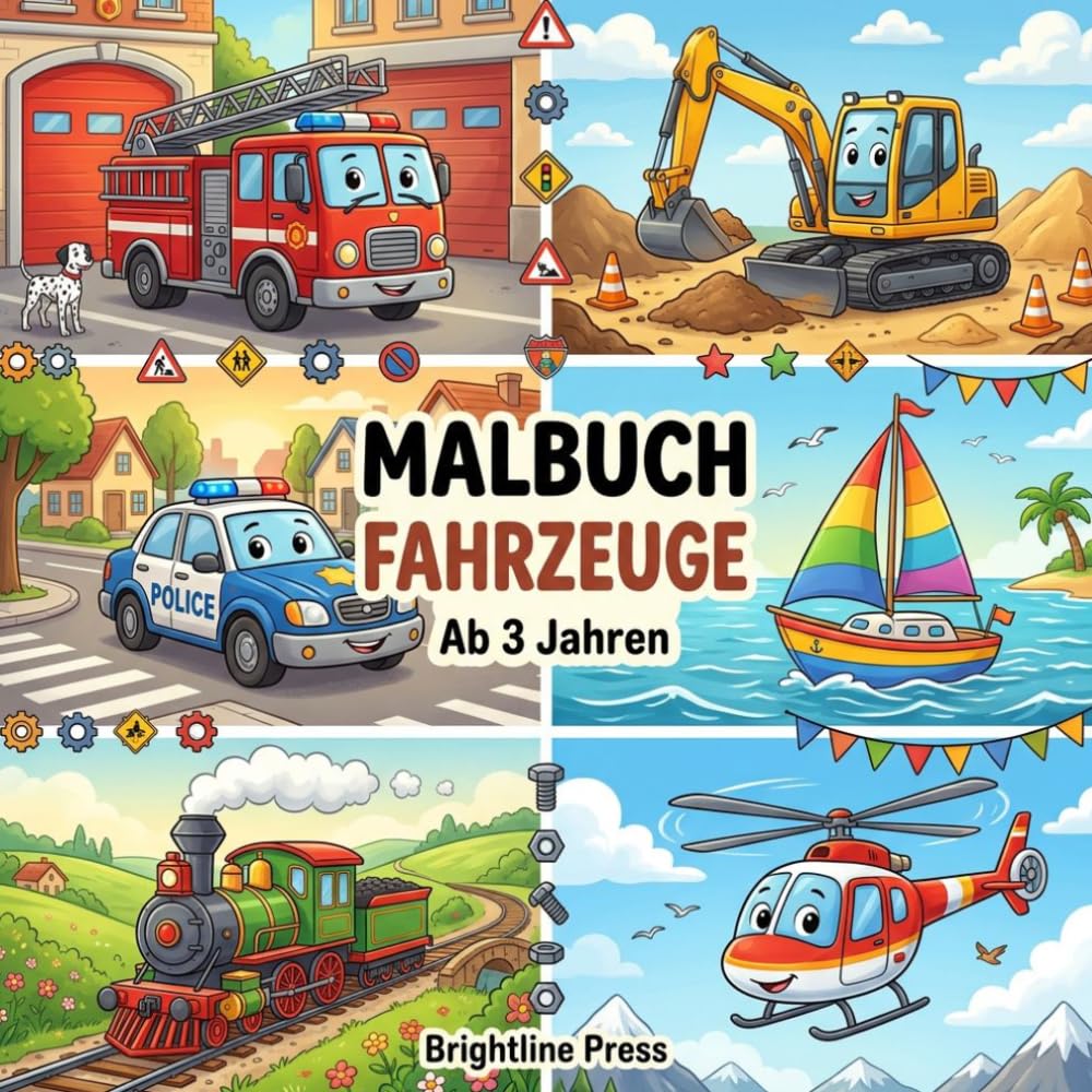 Malbuch Fahrzeuge ab 3 Jahren: 40 liebevoll gestaltete Ausmalbilder für Jungen und Mädchen.: Malen lernen mit Spaß!