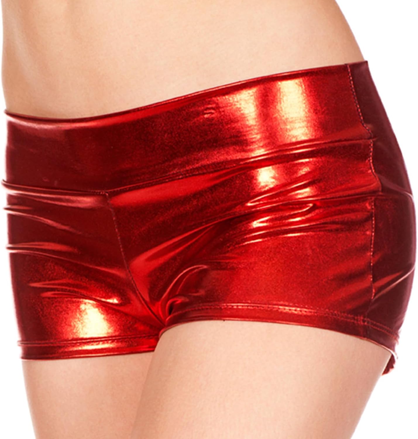 Womens Faux Leather Metallic Dance Shorts Wetlook Festival Dance Shorts Casual Low Waist Gifts