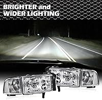 Vista 7 de Faros compatibles con Dodge Ram 1500 2500 3500 1994-2002. Faros para conductor y pasajero con lente transparente y carcasa cromada. Reflector