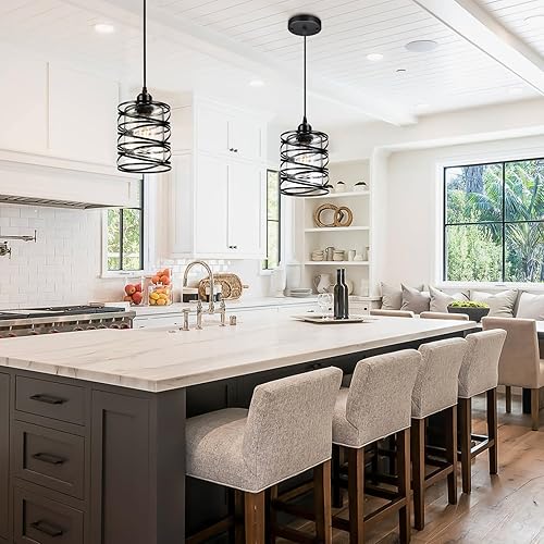 Miniatura 2 de Paquete de 3 luces colgantes de cocina con luces de isla de vidrio sembrado de burbujas, luz colgante negra para cocina, comedor, baño, entrada,