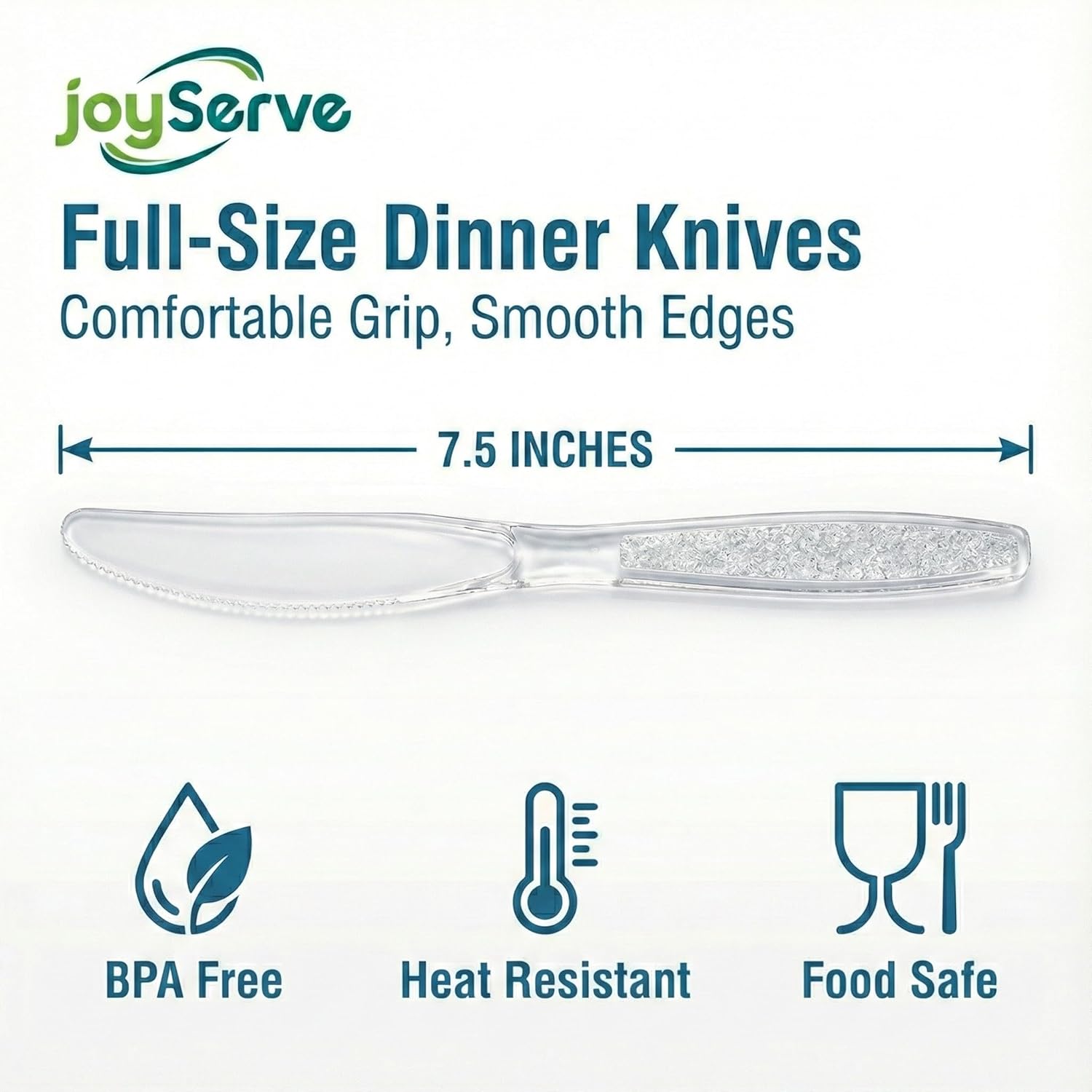 JoyServe Clear Plastic Knives Heavy Duty, Heat Resistant Party Utensils BPA-Free Heavy Duty Plastic Knives Disposable Silverware Cutlery, Catering Dinner Party Supplies - Bulk Knife Pack 180 - Image 2