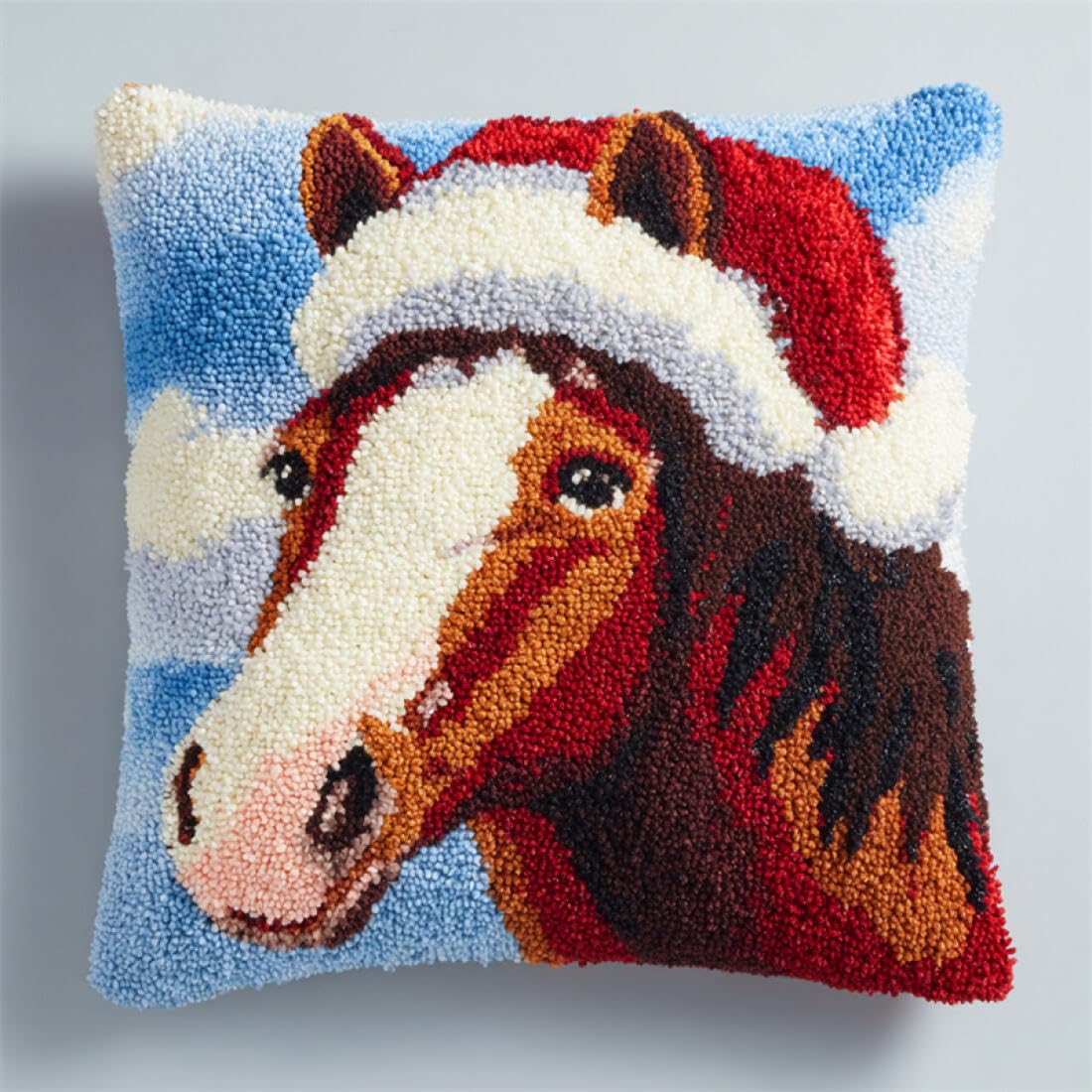 Kitquiver Animal Latch Hook Kits for Adults Horse DIY Latch Hook Kit Cushion Home Decor Embroidered Pillow Kits,Beginner Adult Embroidery Set 17x17In