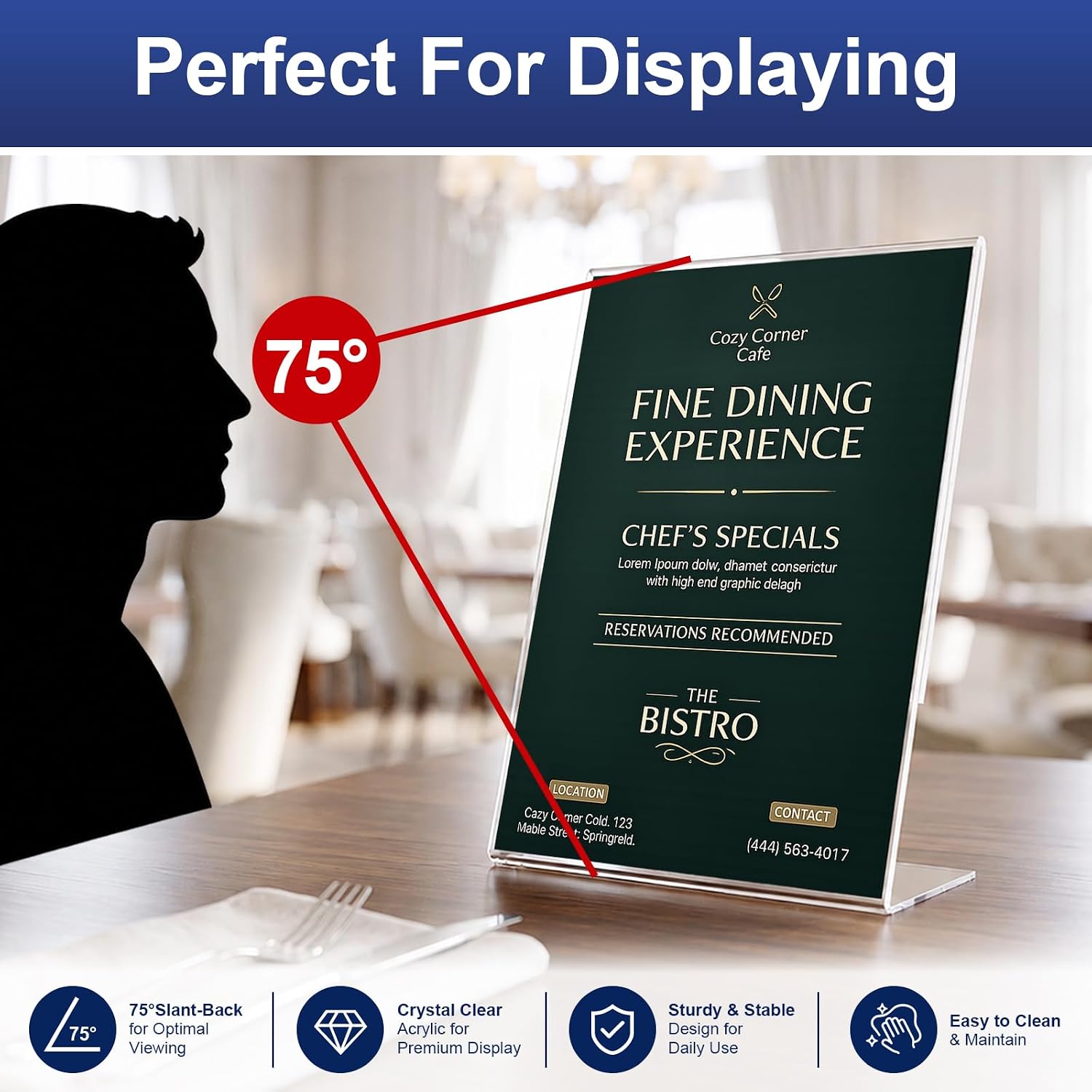  18 Pack Acrylic Sign Holder 8.5 x 11, Plastic Clear Display Stand for Tabletop, L-Shaped Vertical Acrylic Paper Holder for Menu, Flyers, Office, Restaurants, Documents, Store, Desktop thumbnail