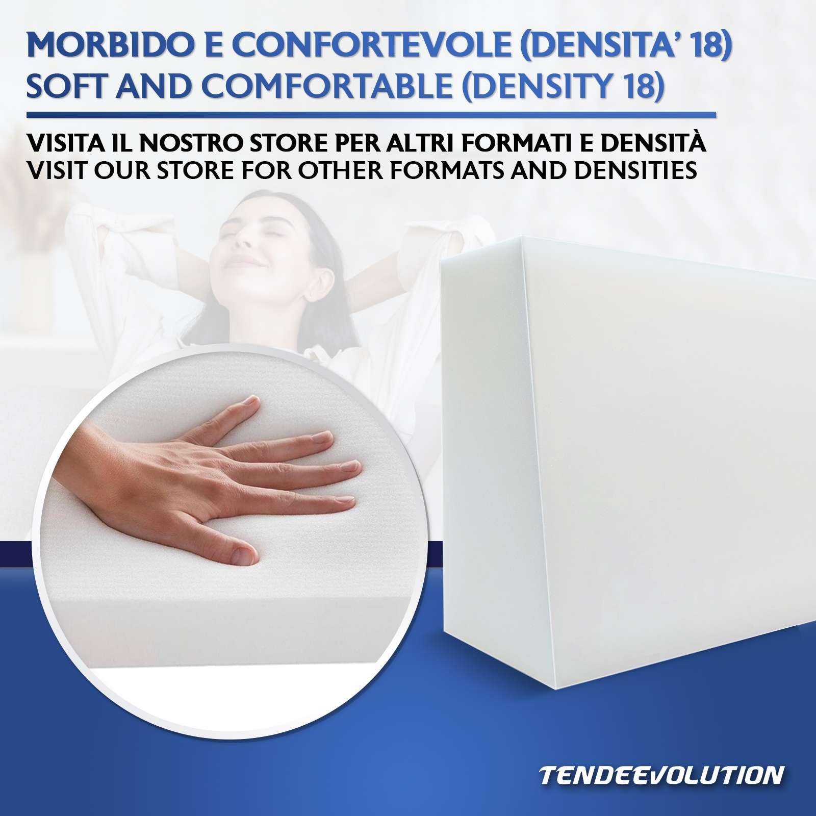 TENDEEVOLUTION Cuscino Schienale Divano Sagomato in Gommapiuma 100x50x16 cm, Densità 18. Spalliera Divano o Cuscino Schienale Letto a Ponte, Poltrone, Gommapiuma per Divani