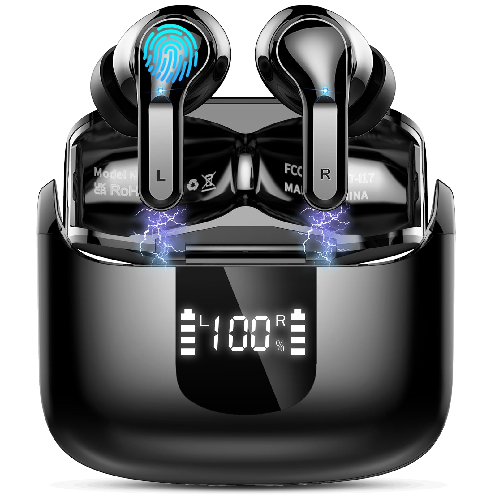 Wireless Earbuds, 6D-Stereo 2026 Bluetooth 5.4 Headphones, 50Hrs Deep Bass Ear Bud, 4 ENC Noise Cancelling Mic Wireless Earphones in Ear, USB-C Fast Charging, IP-X7 Waterproof Headset for Android iOS