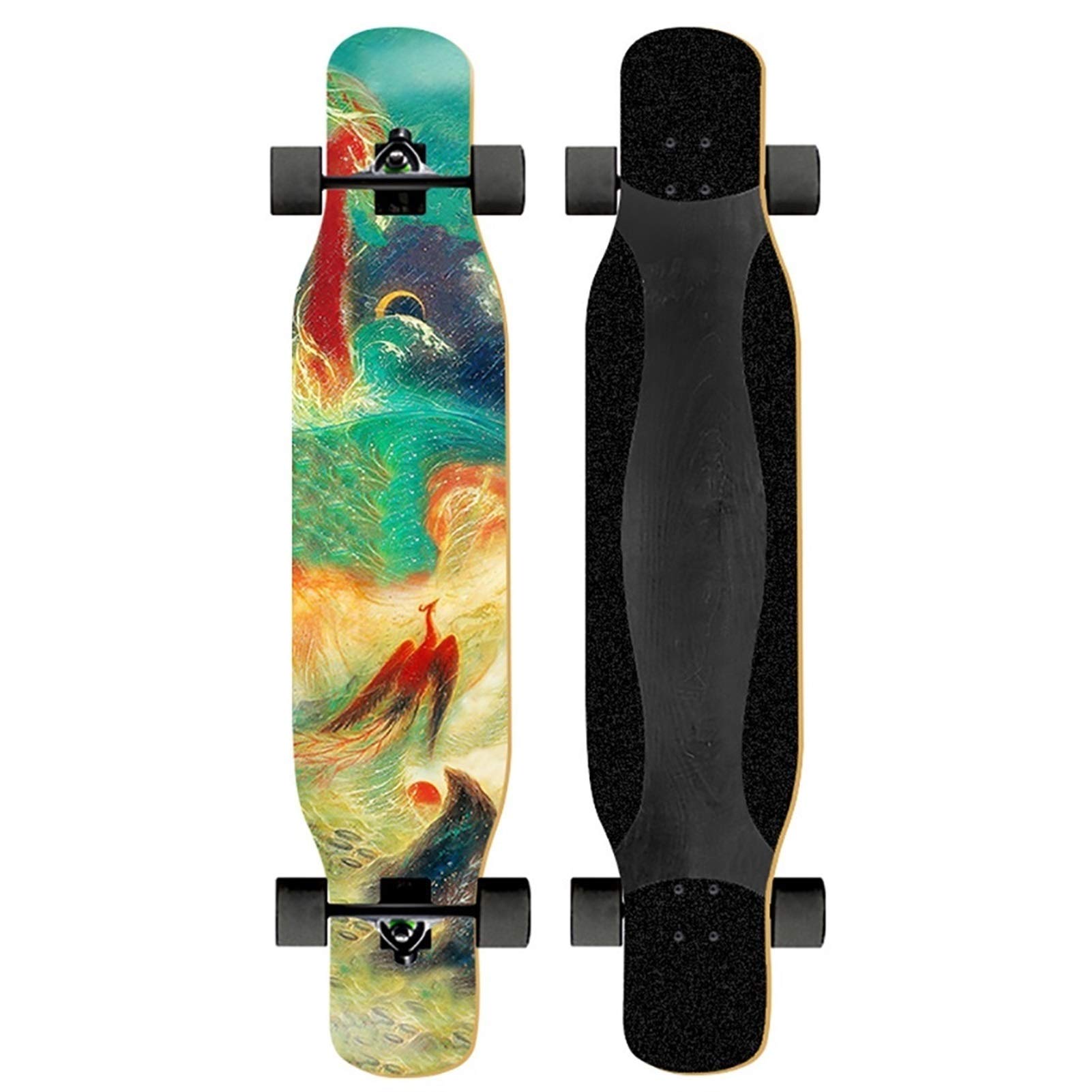 Longboard Skateboard Dancing Fille,Skateboard Longboard en Érable Naturel 8 Couches 46",y Inclus Outil en Forme De T, ABEC-11 High Speed,Drop-Through Freeride Patinage Cruiser Boards