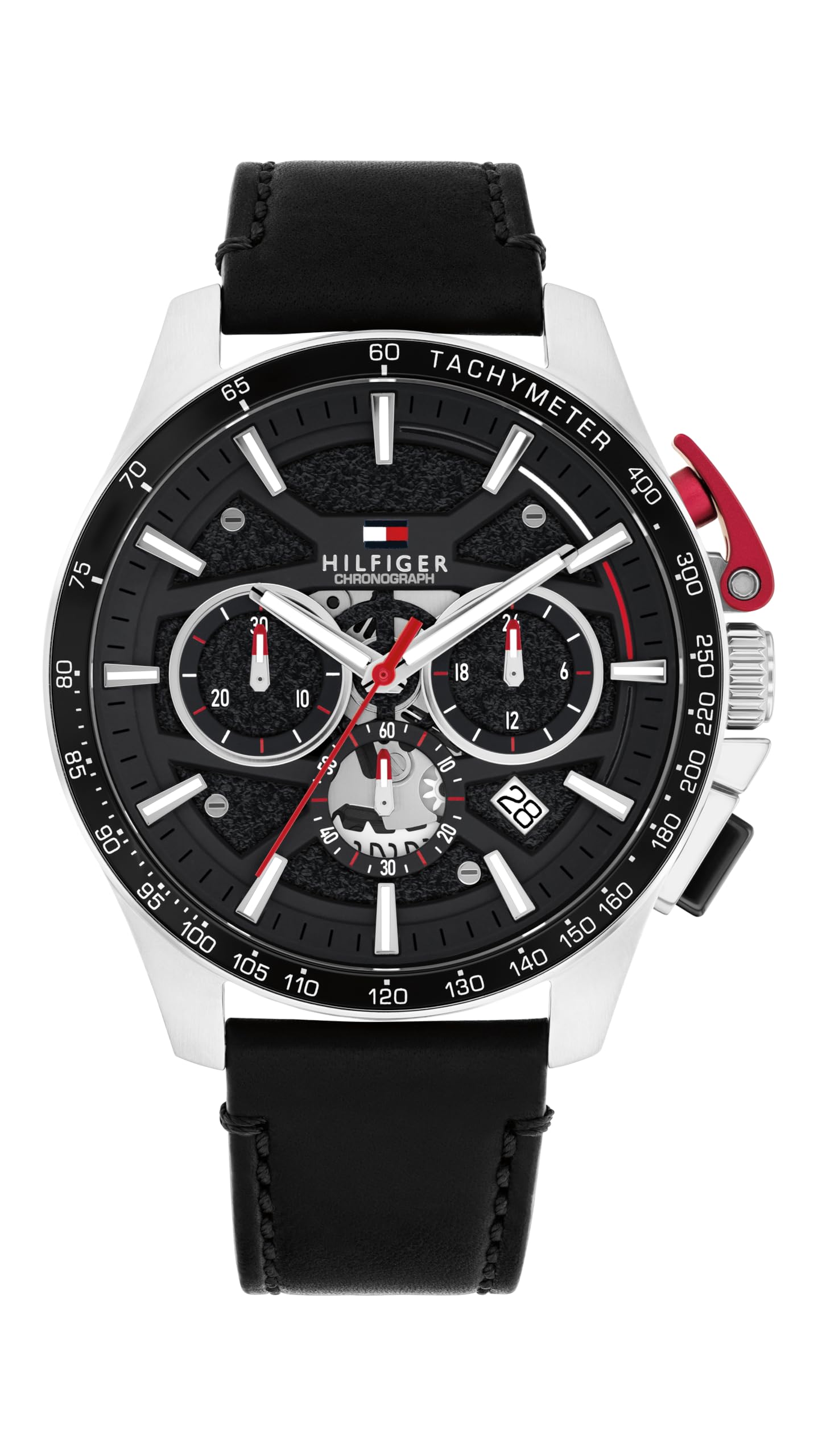 Tommy Hilfiger Chronograph Quartz Watch Black with Black Leather Strap - 1792258