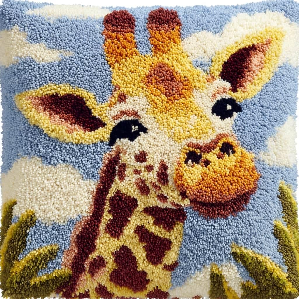 Taxpy Latch Hook Cushion Kits Giraffe 17X17 Inch