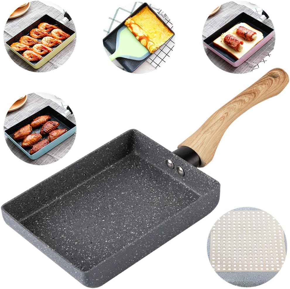 Tamagoyaki Japanese Omelette Pan - Non-stick Coating - Rectangle Mini Frying Pan - Grey