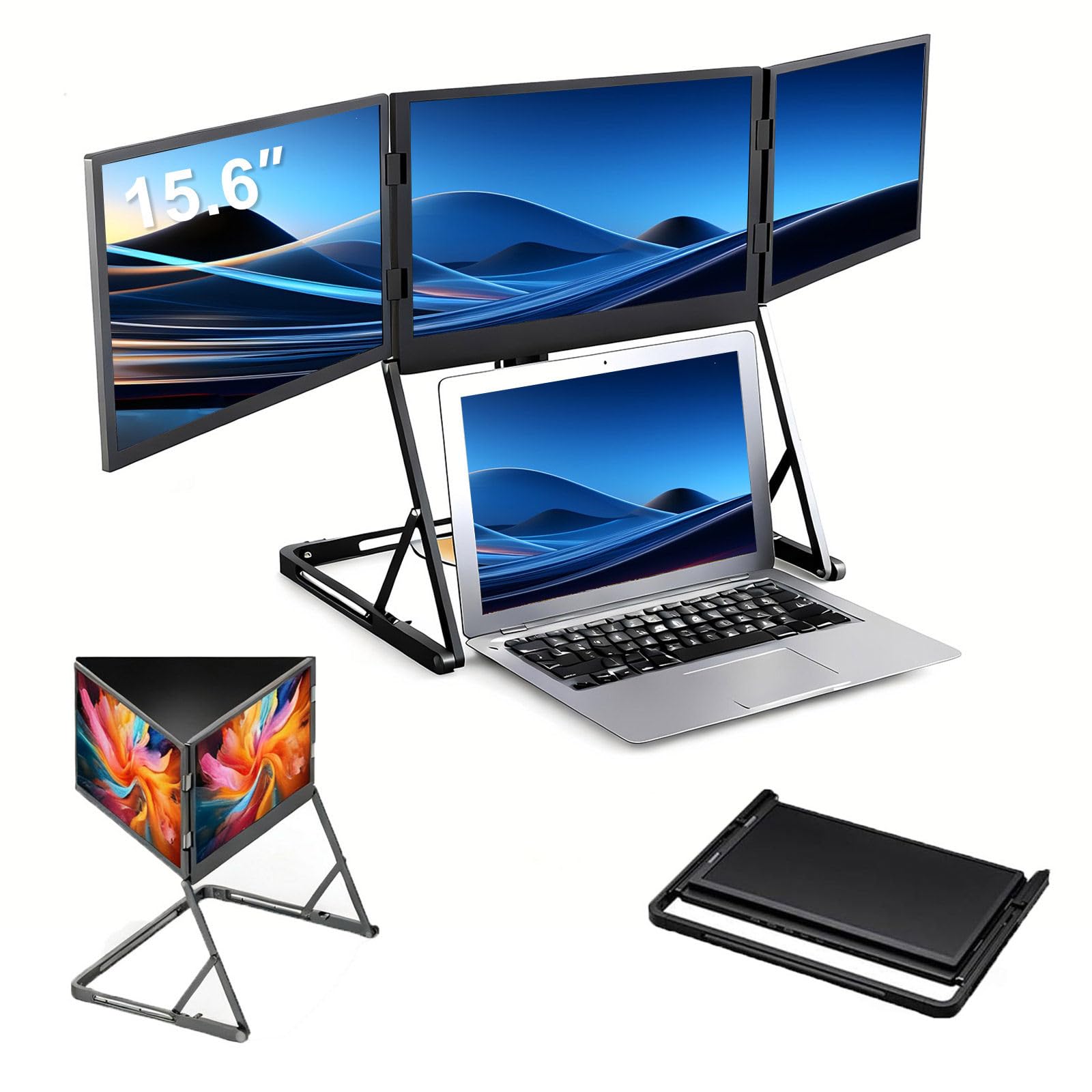 Monitor Portatile 15,6 Pollici, Estensore Schermo Plug & Play per Laptop, Display Aggiuntivo Laptop, Monitor 3 Schermi per Designer E Programmatori