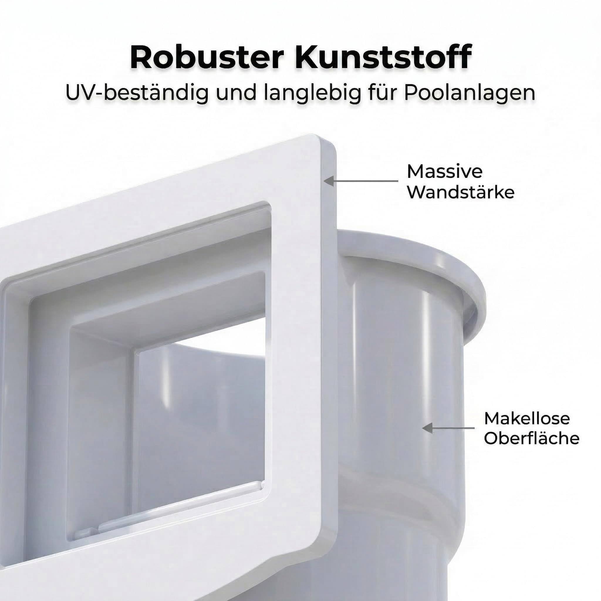 Poolomio® Skimmer do zabudowy, kompletny zestaw do basenów ze stalowymi ścianami – zestaw do czyszczenia łącznie z uszczelką, dyszą wlotową, koszem filtrującym, pokrywą skimmera, klapą skimmera, płytą