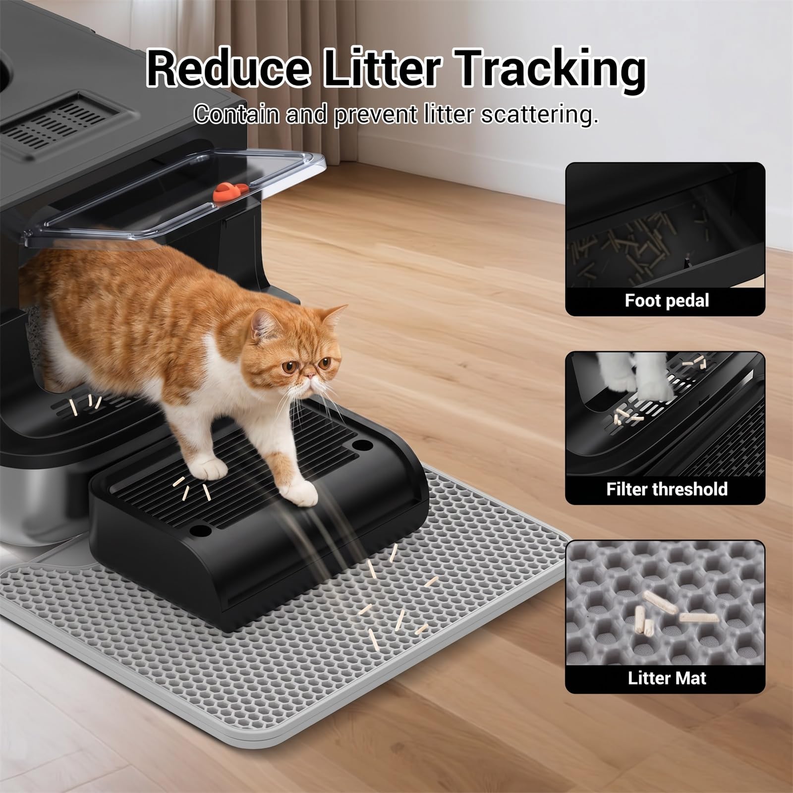 Lettiera per gatti in acciaio inox con coperchio, lettiera extra large per gatti di grandi dimensioni, lettiera in metallo con lato alto chiuso e paletta, facile da pulire, ingresso dall'alto