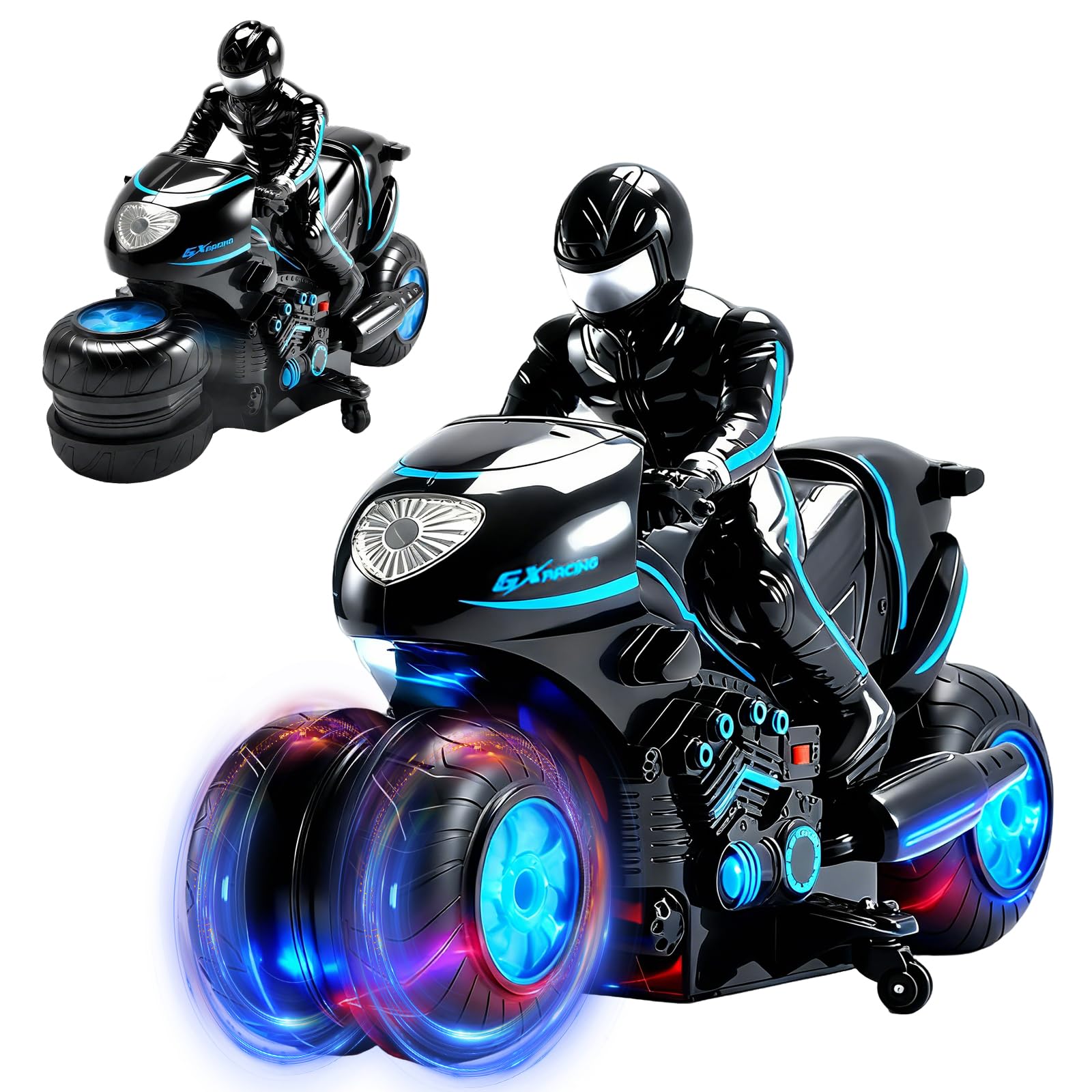OBEST RC Motorcycle, 2.4G Kids Remote Control Motorcycle Children's Stunt Spinning Toy Car, 360Rotating Car, Air Gesture Car Off-Road 2.4Ghz High Speed Rotation Drift