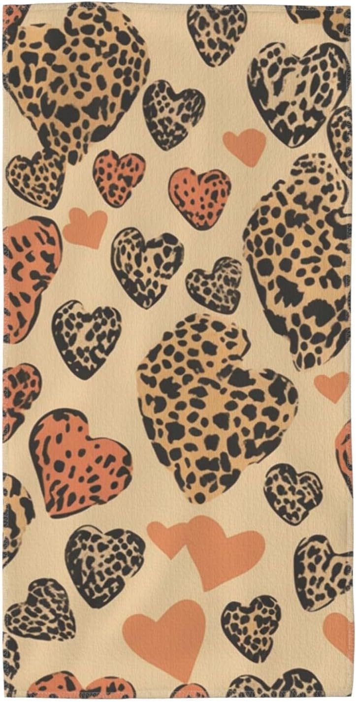 Hand Towels for Bathroom, Soft Absorbent Bath Towels Decorative Guest Towel Microfiber Face Towel Leopard Love Kitchen Dish Towels for Home Hotel Gym Spa Yoga 13.8″X27.5″
