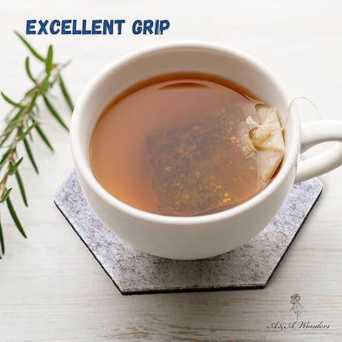 Miniatura 10 de AA Wonders - Posavasos de fieltro absorbente de alta calidad para bebidas, protege muebles, mesa, escritorio, 4 x 4 pulgadas (círculo, 6 unidades,