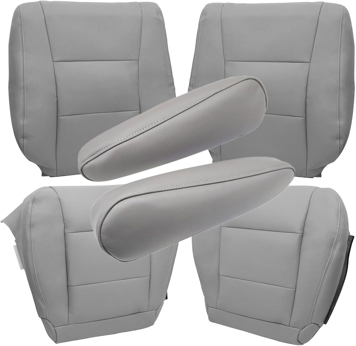 Priprilod Gray Leather Driver & Passenger Side Bottom & Top Lean Back & Arrmrest Replacement Seat Cover Compatible with Toyota Land Cruiser 1998 1999 2000 2001 2002 2003 2004 2005 2006 2007