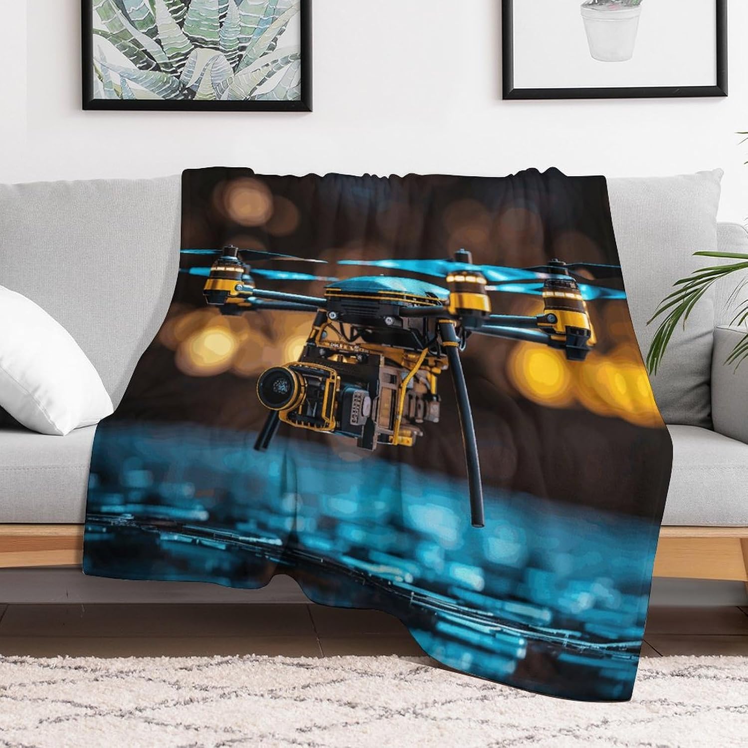 Ultra-Soft Micro Fleece Blanket Cooling Blanket Lightweight Warm Blanket Drone Throw Blanket 60"x80" Cozy Air Conditioning Quilt Large Fleece Throw Blanket for Bed Couch Sofa All Seasons