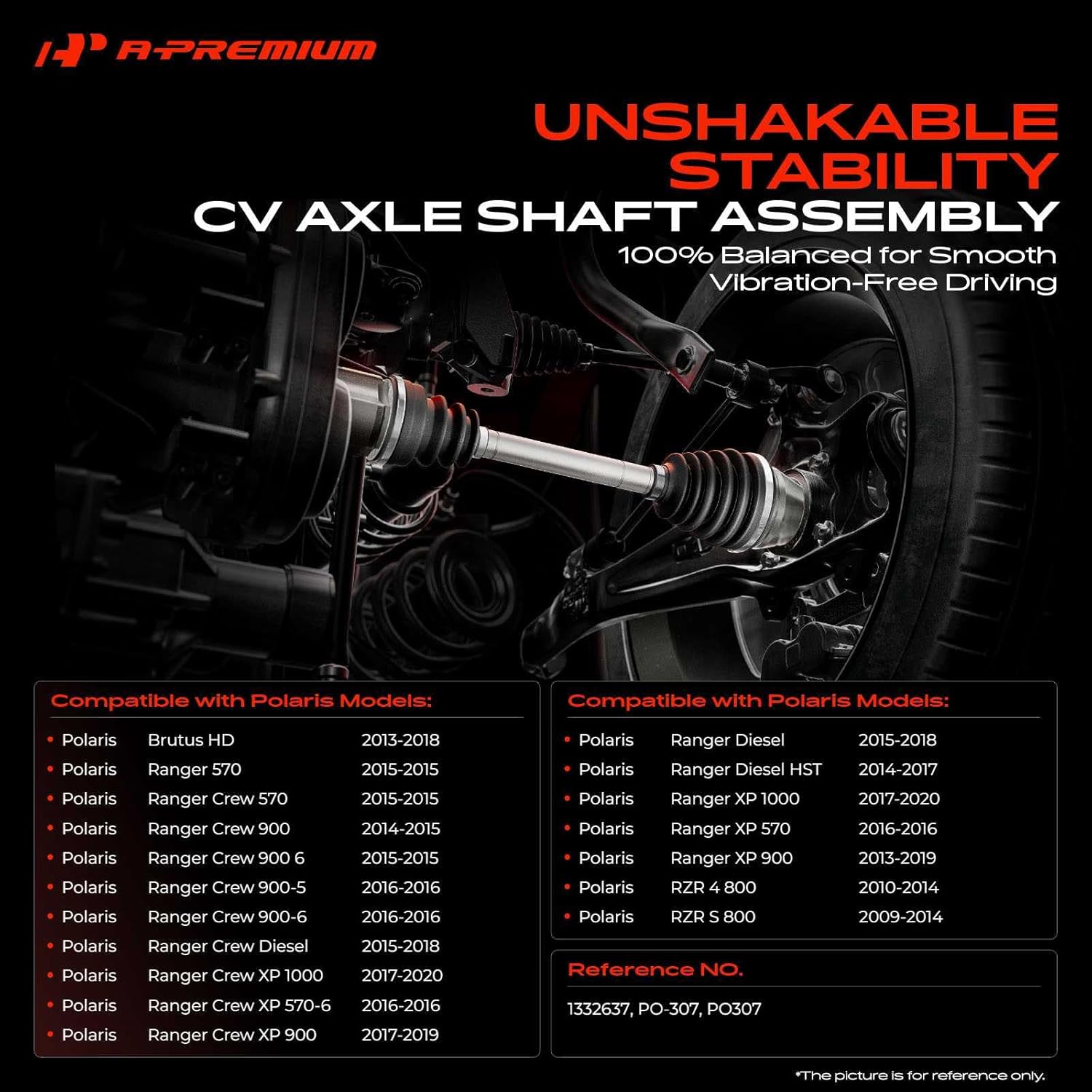 A-Premium CV Axle Shaft Assembly Compatible with Polaris Brutus HD, Ranger 570, Ranger Crew XP, RZR 4 800, RZR S 800, Front Driver or Passenger Side, Replace# 1332637