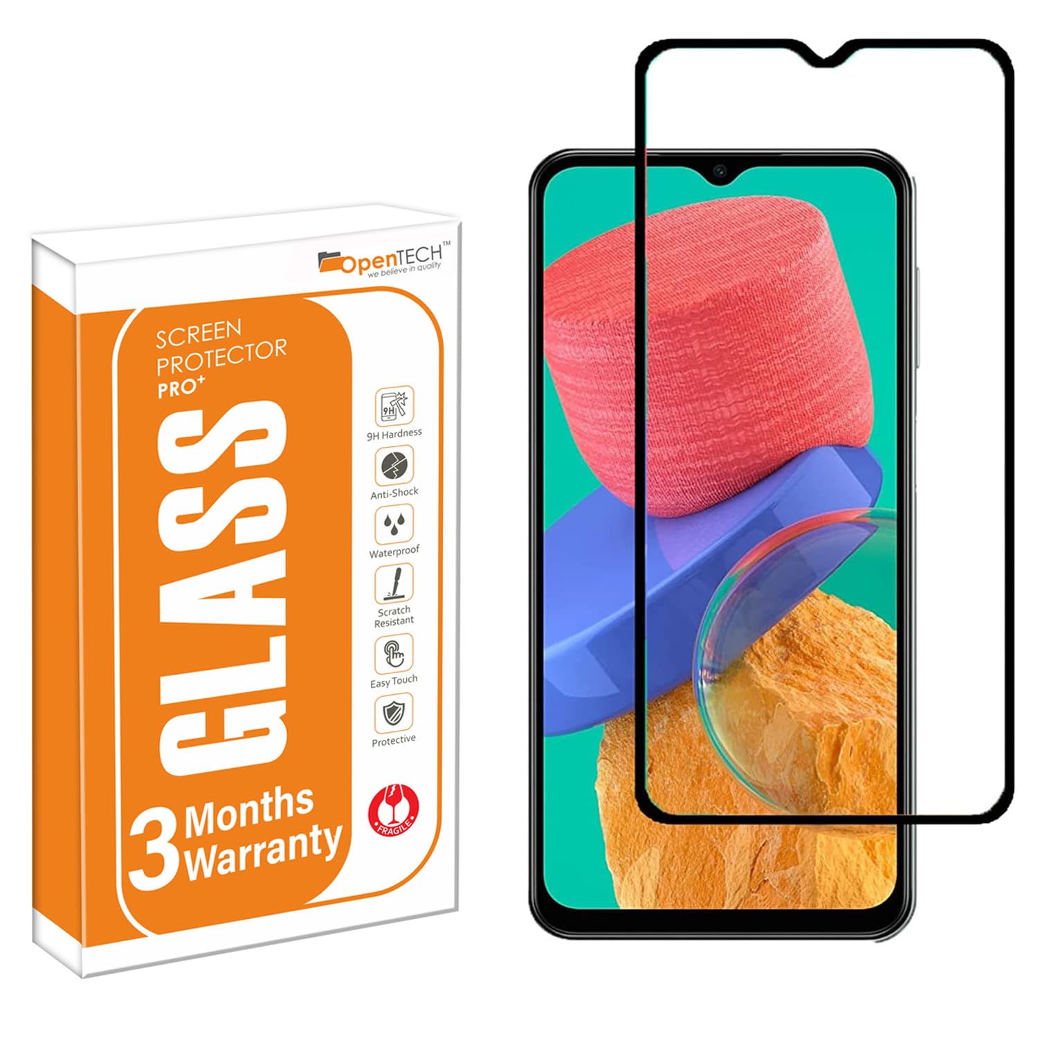OpenTech® Military-Grade Tempered Glass Screen Protector Compatible for Samsung Galaxy M14 5G / Samsung Galaxy F14 5G / Samsung Galaxy A14 5G / A14 with Edge to Edge Coverage and Easy Installation kit