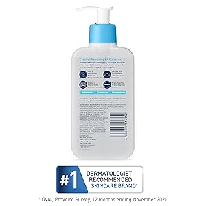 CeraVe Renewing Salicylic Acid Cleanser, Formulated With Hyaluronic Acid, Niacinamide, & Ceramides, Gentle BHA Exfoliating Face Wash Smooths & Softens Skin, Non Comedogenic & Fragrance Free, 16 Ounce