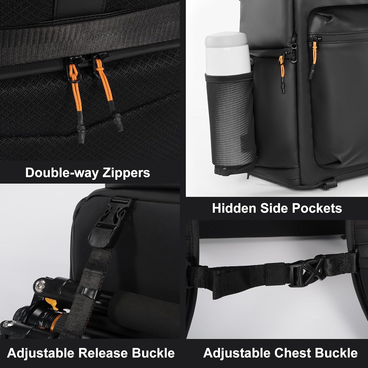 Cwatcun Camera Backpack, Professional DSLR/SLR/Mirrorless Camera Bag with Tripod Holder & Drone/Laptop Compartment, Waterproof Multifunction Photography Backpack Compatible with Canon/Nikon/Sony/DJI