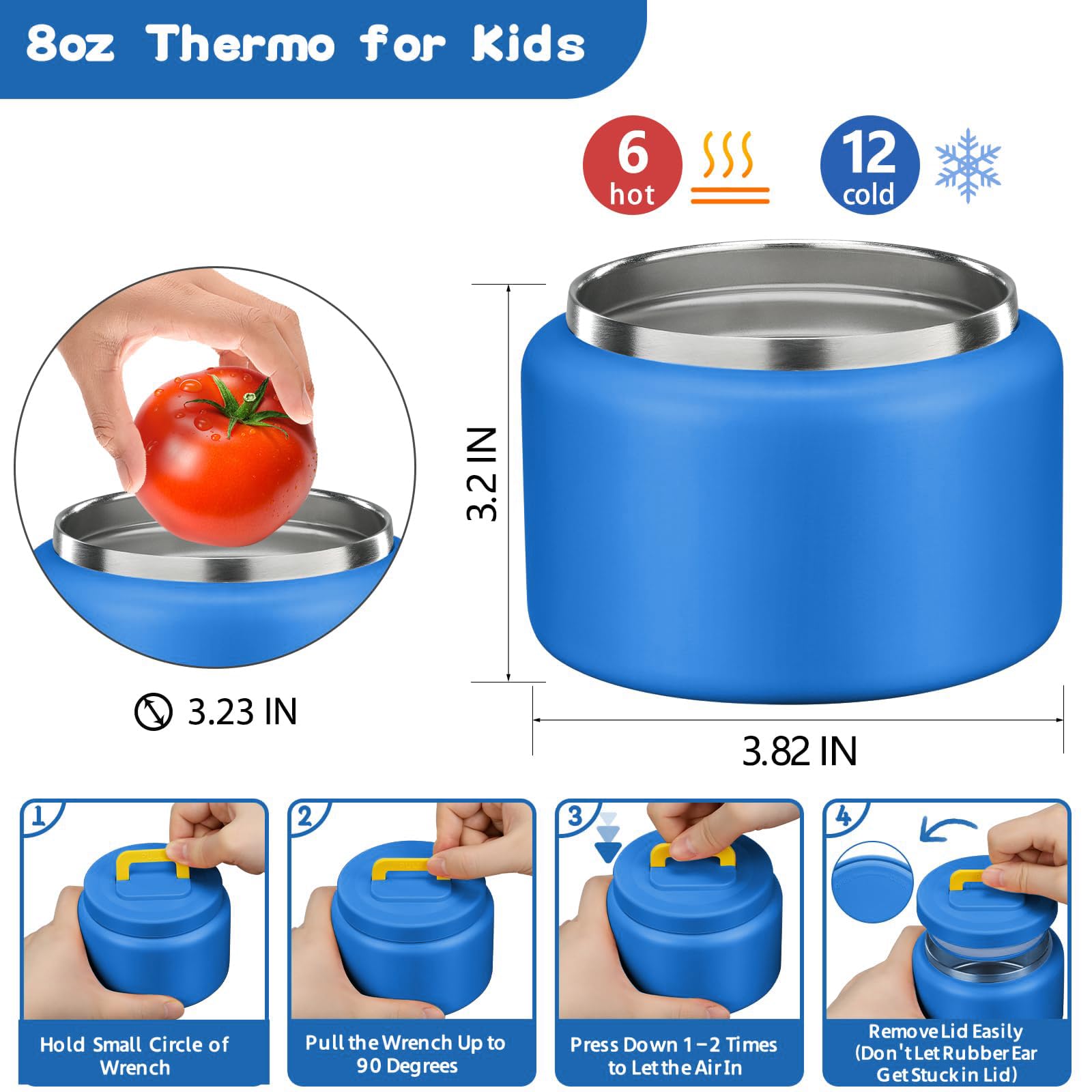 MAISON HUIS Bento-Lunchbox mit 237 ml Suppen-Thermo, 5 Fächern, auslaufsicherer Behälter, Thermobehälter für heiße Speisen und isolierte Lunchtasche, BPA-frei, für Reisen, Schule (blau)