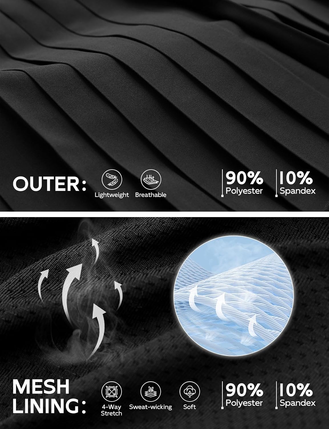 baleaf Pleated Tennis Skirt for Women with Shorts High Waisted Lightweight Athletic Golf Skort Skirts Zipper Pockets - Image 5