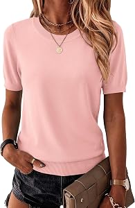 Zeagoo Womens Summer Short Sleeve Tops Crew Neck Lightweight Pullover Sweaters Loose Dressy Casual Blouse Basic Clothes