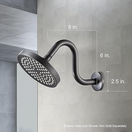 Vista 44 de OFFO Extensión de cabezal de ducha de 12 pulgadas, brazo en forma de S de bronce aceitado con brida, extensión de ducha de cuello de ganso de gran