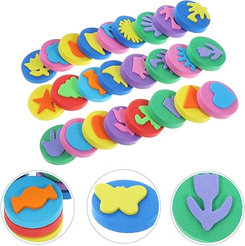 Miniatura 6 de BESPORTBLE 36 esponjas de pintura de EVA, esponja de pintura de espuma para dibujo, esponjas de aprendizaje temprano, esponja de pintura para