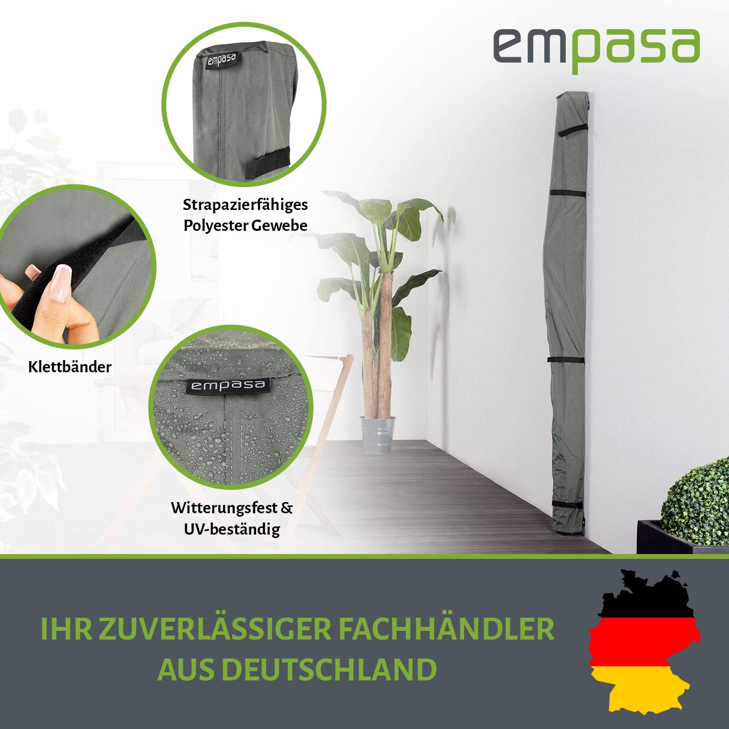 empasa Schutzhülle Wetterschutzhülle Abdeckhaube Schutzhaube Regenschutz Abdeckung für unsere Seitenmarkise 'Start 3.0', grau
