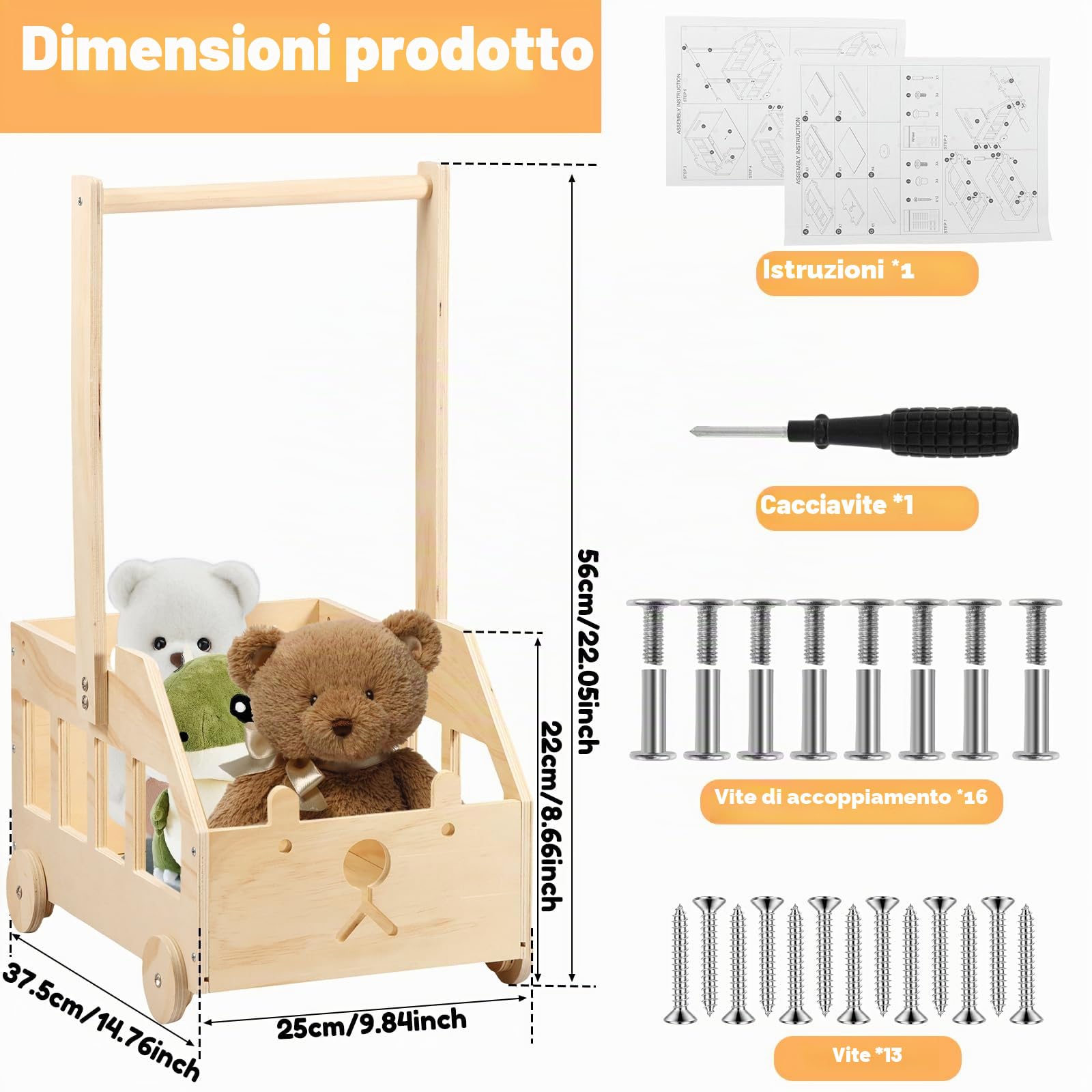 Cestino per bambini in legno, regalo con manico, shower idea regalo per neonati, cesto portabiancheria per compleanni, Natale, nuovi genitori (E)