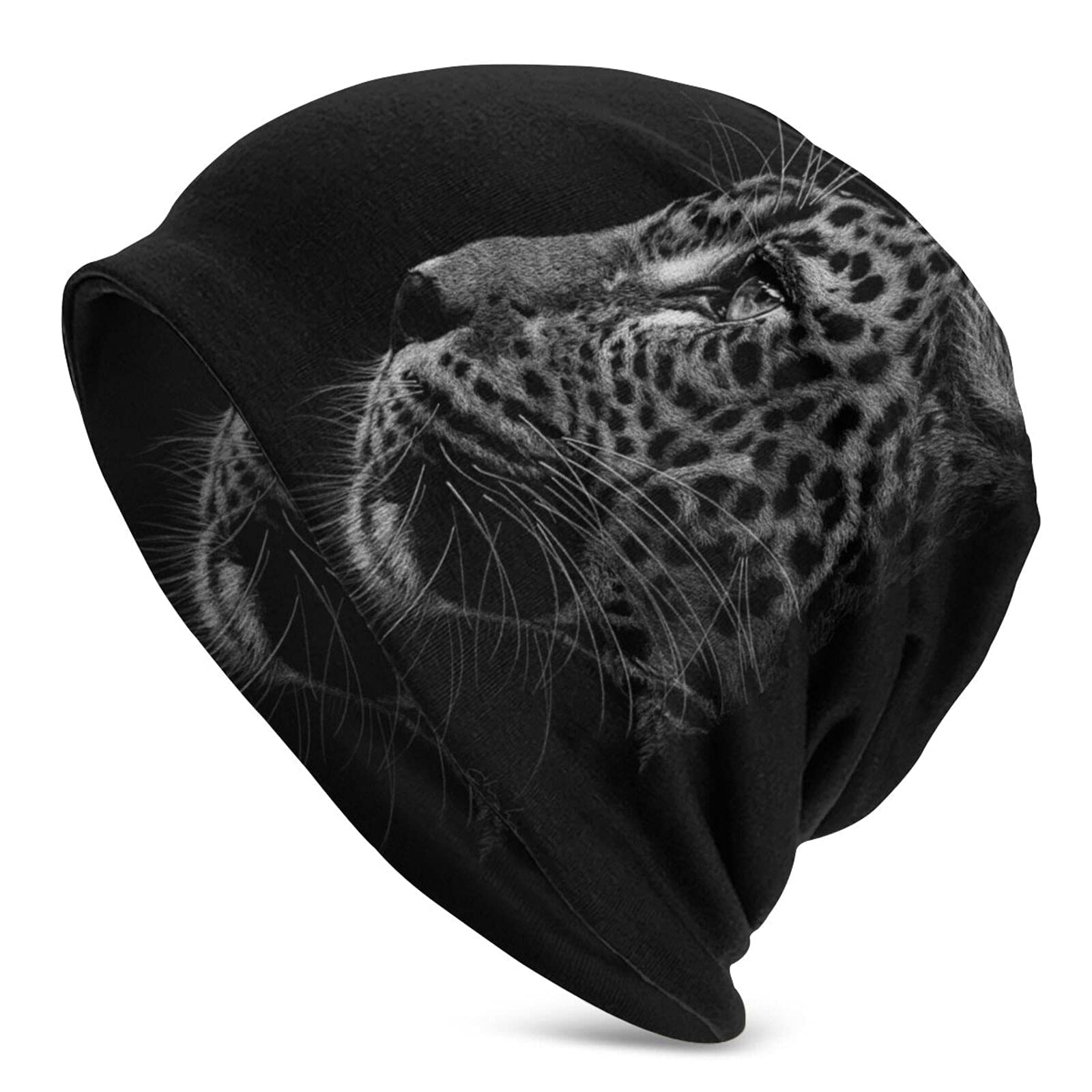 Aooedm Unisex Snow Leopard Print Slouchy Beanie Cap Knit Hat For Men Women