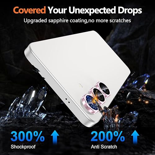 Vista 122 de para Samsung Galaxy Z Flip 7 Protector de Lente de Cámara, Cubierta de Lente de Vidrio Templado con Anillo de Metal Individual, [Fuerte Adhesión] 1