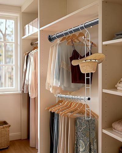 Miniatura 3 de Barra colgante de acero inoxidable para armario, paquete de 2 extensores de barra de armario ajustables en altura y peso, ahorro de espacio, ahorra