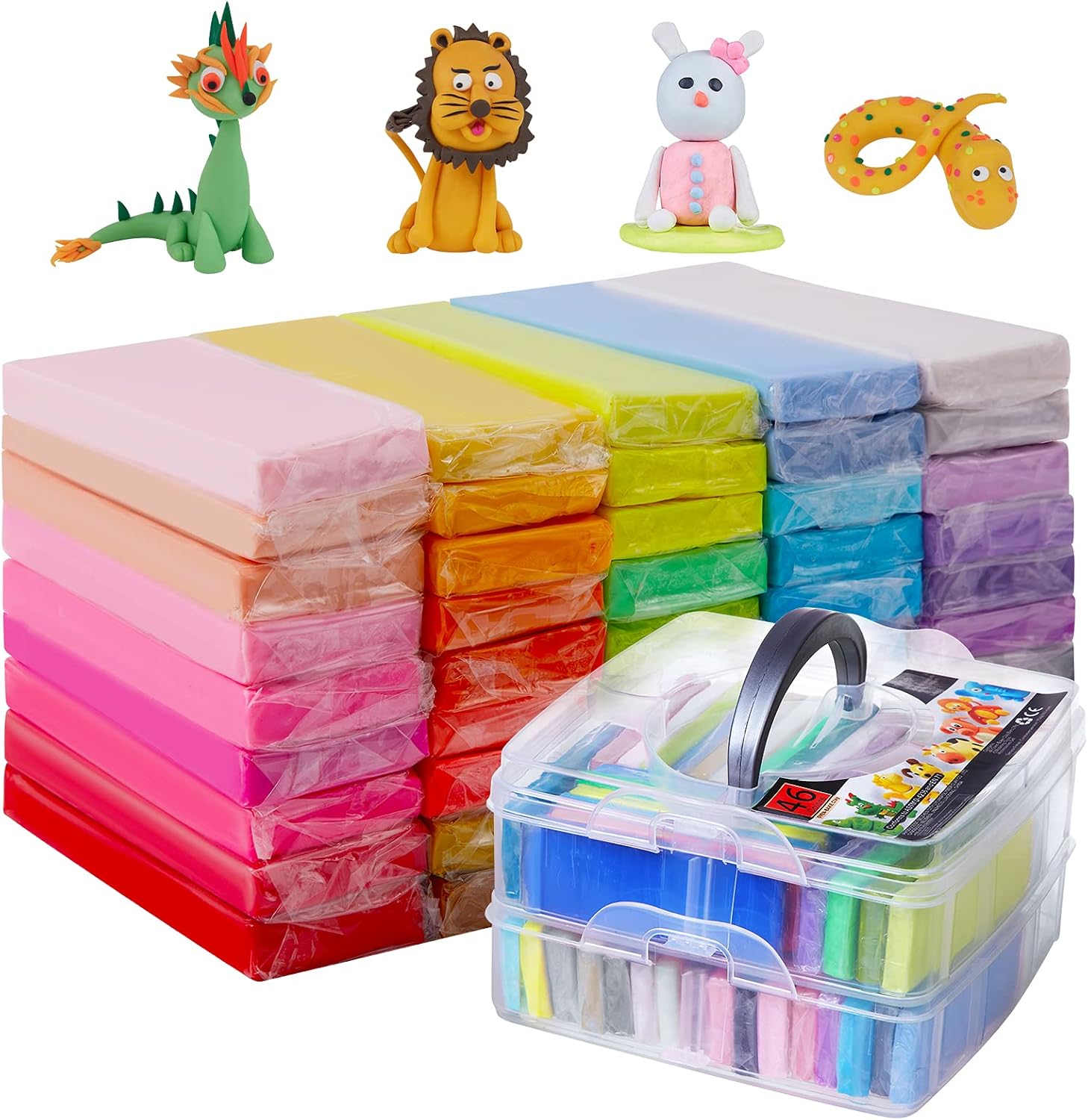 46 Colors Oven Bake Modeling Clay with Scuplting Tools and Jewelry Accessories, ifergoo Polymer Clay Starter Kit for Kids and Beginners.(1.0oz/ Color) : Arts, Crafts & Sewing