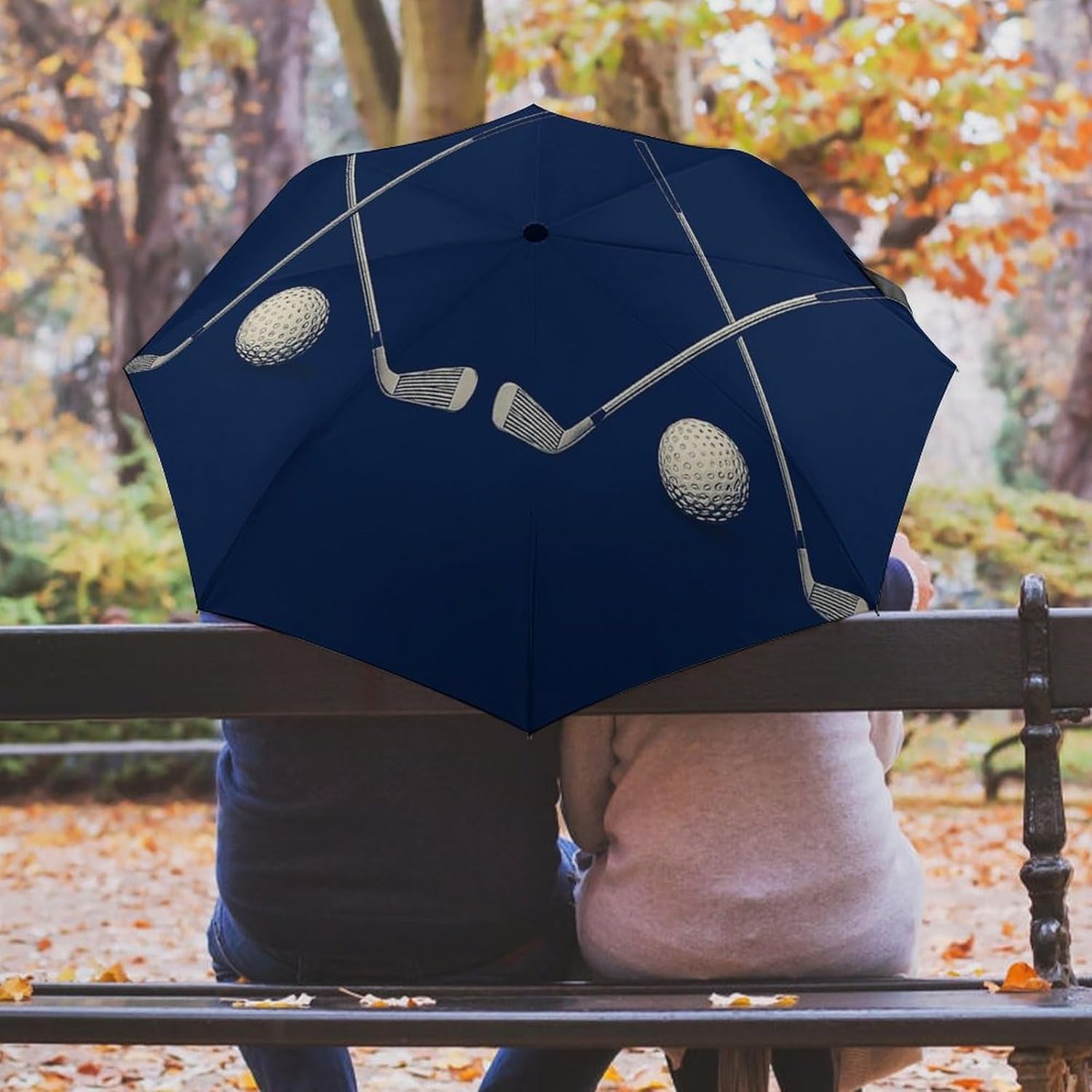 Cheerful Golden Retriever And Blossom Umbrella Portable Automatic Folding Windproof UV Sun Protection