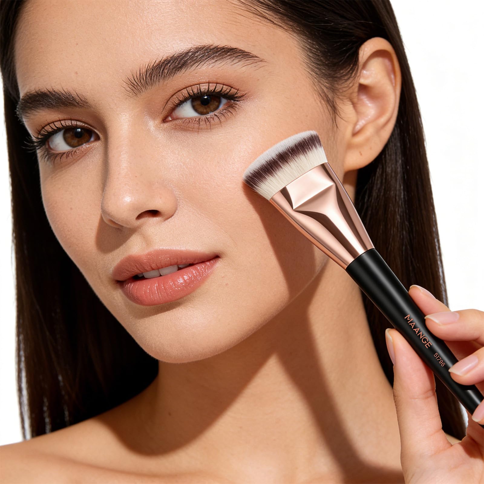 Set di 4 pennelli da trucco, pennello per fondotinta e pennello angolato per correttore, perfetto per miscelare liquidi, creme o cosmetici in polvere impeccabili