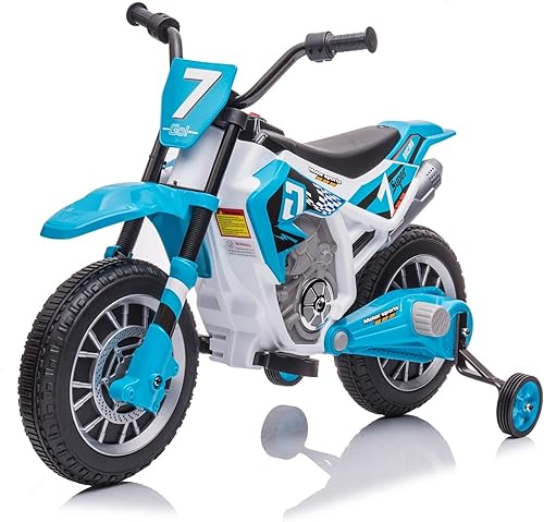 Motocicleta eléctrica de 12 V con batería para niños pequeños, juguetes de paseo para niños con ruedas de entrenamiento de 2 velocidades, música y